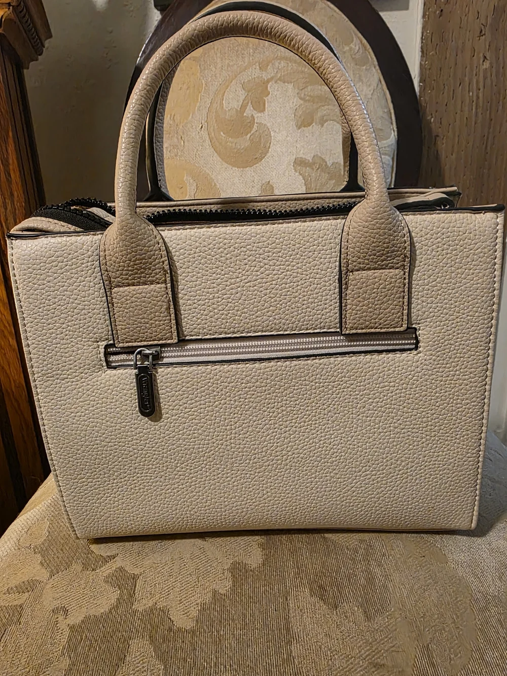 Wrangler Cream Textured Structured Satchel